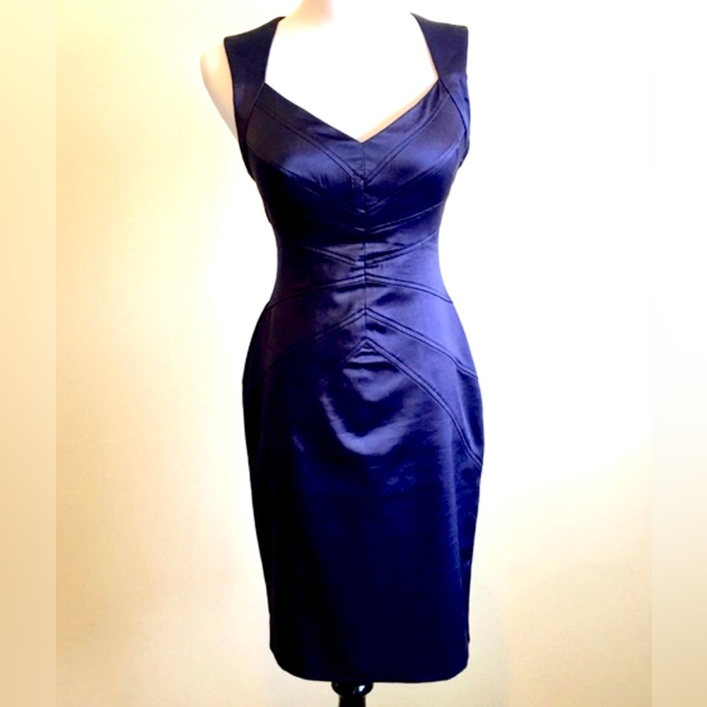 Jessica Simpson Cocktail Wedding Navy Dress with Gold Zipper